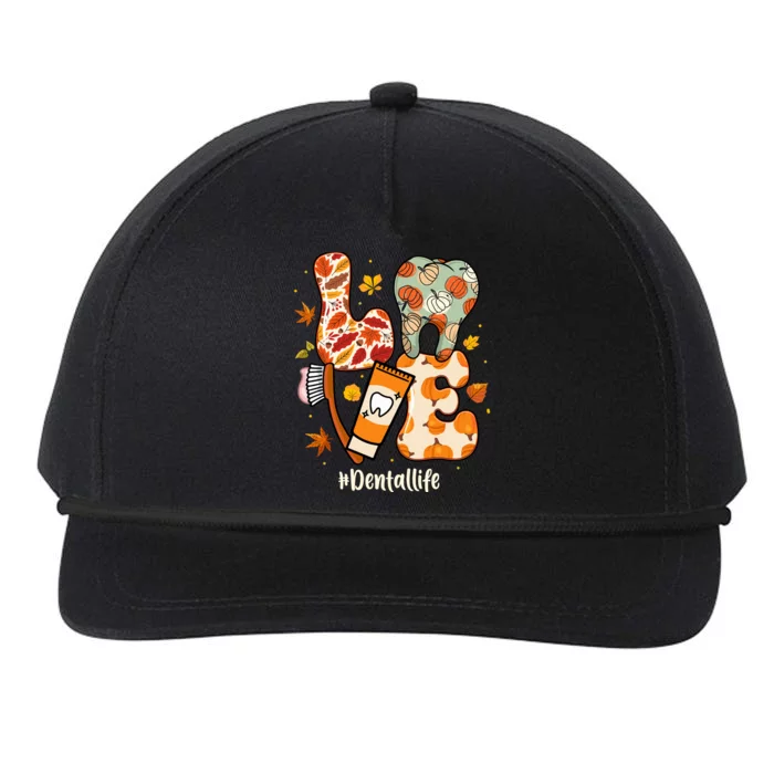 Love Dental Life Pumpkin Tooth Dentist Thanksgiving Autumn Snapback Five-Panel Rope Hat