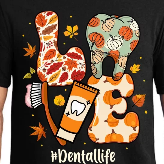 Love Dental Life Pumpkin Tooth Dentist Thanksgiving Autumn Pajama Set