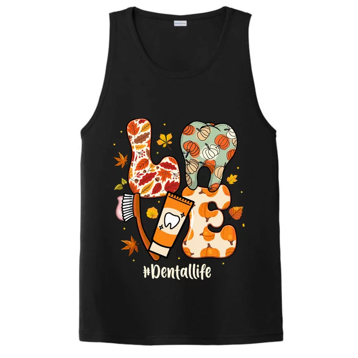 Love Dental Life Pumpkin Tooth Dentist Thanksgiving Autumn Performance Tank