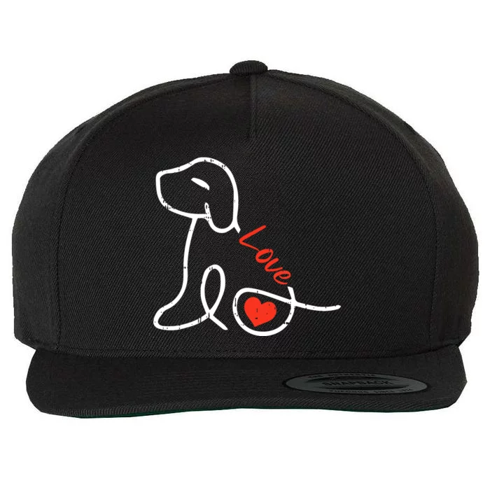 Love Dog Line Art Valentines Day Cute Doggie Puppy Lover Wool Snapback Cap