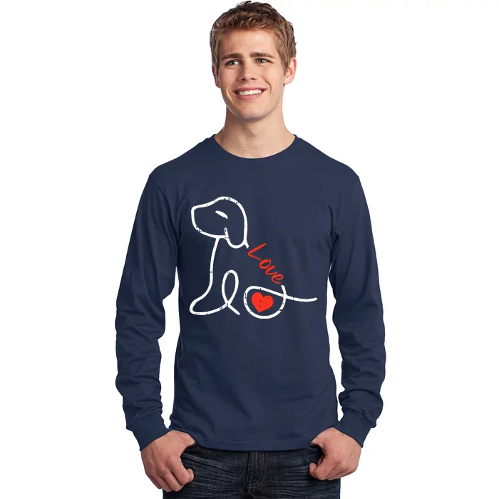 Love Dog Line Art Valentines Day Cute Doggie Puppy Lover Long Sleeve Shirt