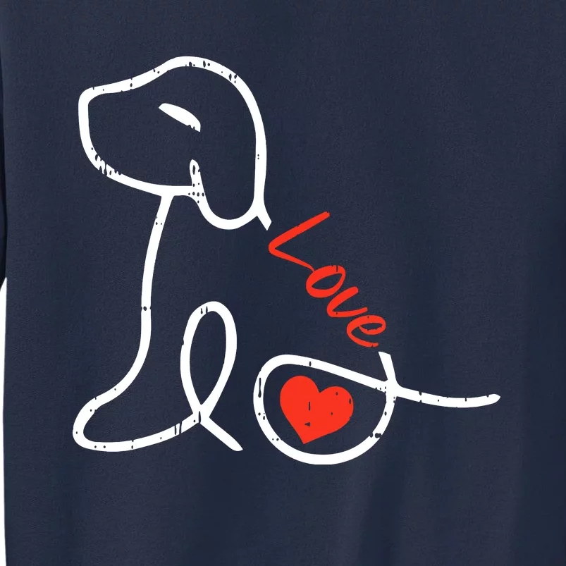 Love Dog Line Art Valentines Day Cute Doggie Puppy Lover Sweatshirt