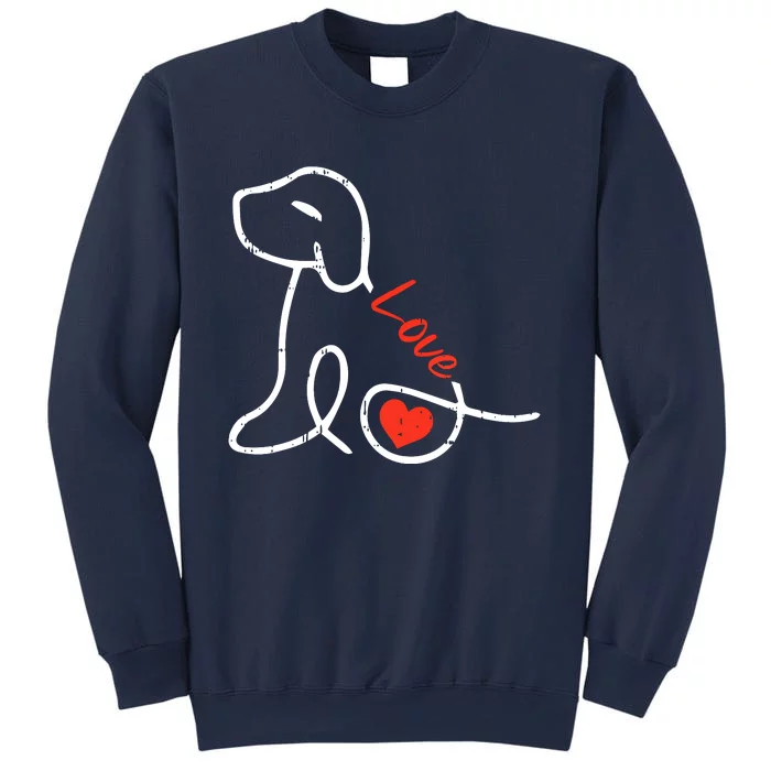 Love Dog Line Art Valentines Day Cute Doggie Puppy Lover Sweatshirt