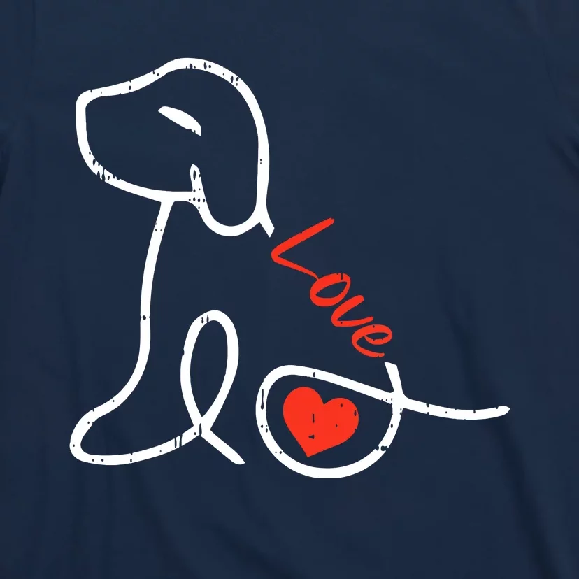 Love Dog Line Art Valentines Day Cute Doggie Puppy Lover T-Shirt