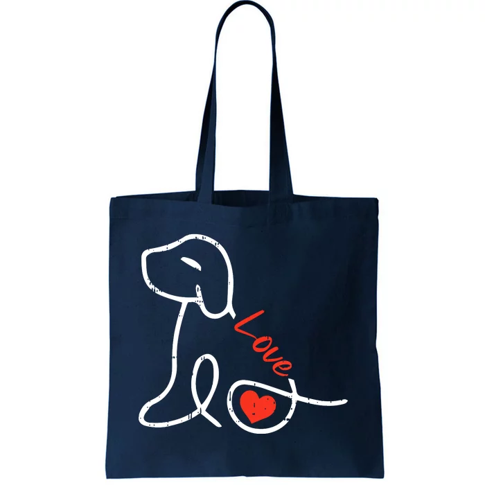 Love Dog Line Art Valentines Day Cute Doggie Puppy Lover Tote Bag