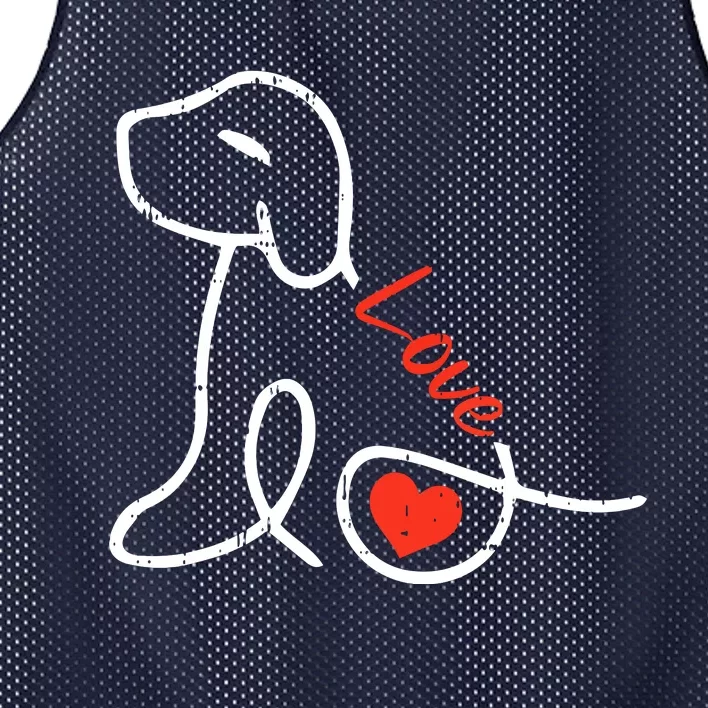 Love Dog Line Art Valentines Day Cute Doggie Puppy Lover Mesh Reversible Basketball Jersey Tank