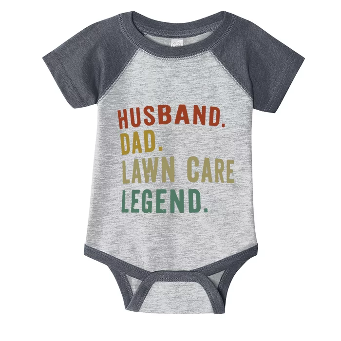 Lawnmowing Dad Lawn Care Legend Funny Mower Gardening Infant Baby Jersey Bodysuit