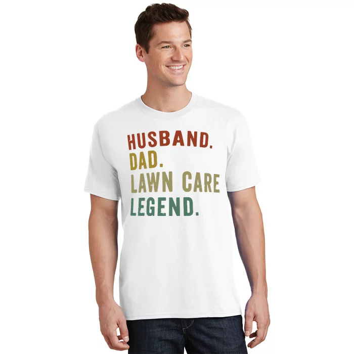 Lawnmowing Dad Lawn Care Legend Funny Mower Gardening T-Shirt