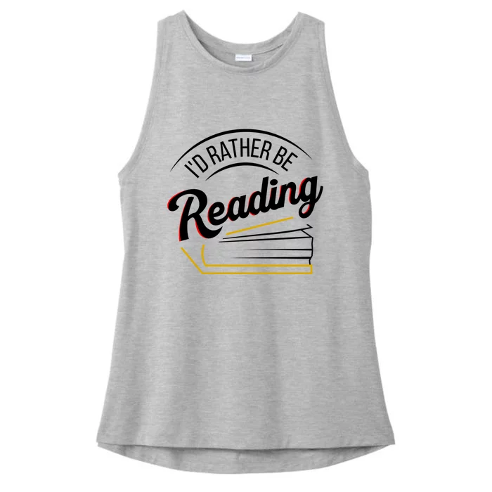 Librarian Design Libraries Id Rather Be Reading Cute Gift Ladies Tri-Blend Wicking Tank