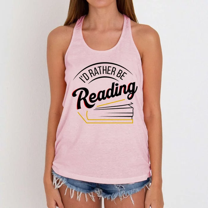 Librarian Design Libraries Id Rather Be Reading Cute Gift Women's Knotted Racerback Tank