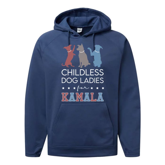 Less Dog Ladies For Kamala Voting For Kamala Harris Gift Performance Fleece Hoodie