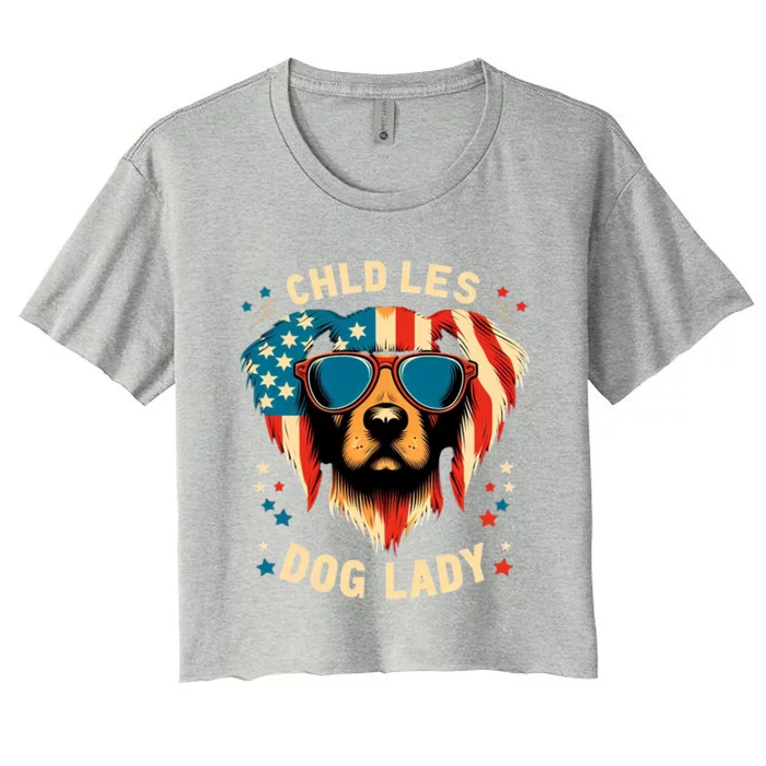 Less Dog Lady Chooses The Democratic In 2024 Funny Gift Women's Crop Top Tee