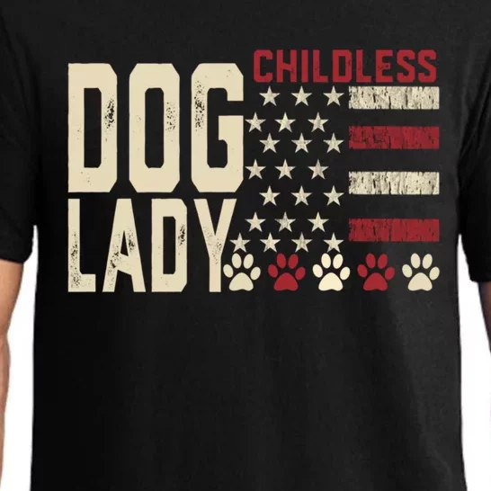 Less Dog Lady Vote 2024 Us Flag Democratic President Cute Gift Pajama Set