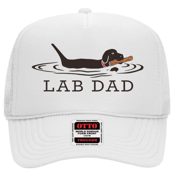 Lab Dad Labrador Retriever Dog Owner High Crown Mesh Trucker Hat