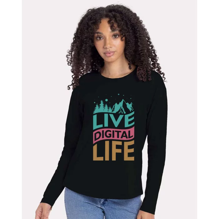 Live Digital Life Womens Cotton Relaxed Long Sleeve T-Shirt