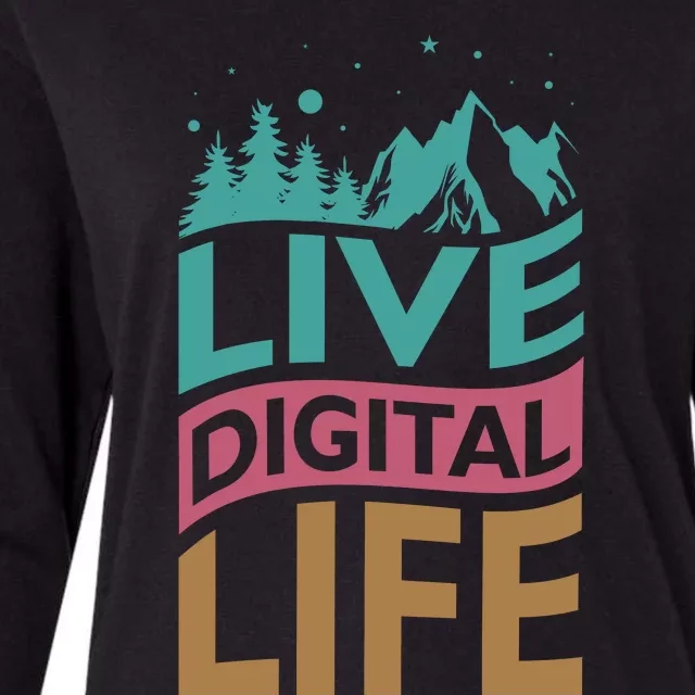 Live Digital Life Womens Cotton Relaxed Long Sleeve T-Shirt