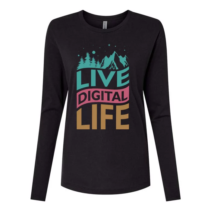 Live Digital Life Womens Cotton Relaxed Long Sleeve T-Shirt