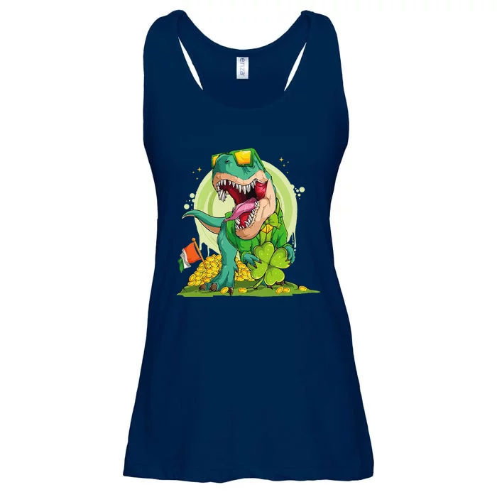 Lucky DinosaurRex Leprechaun Clover Irish Sunglasses Ladies Essential Flowy Tank