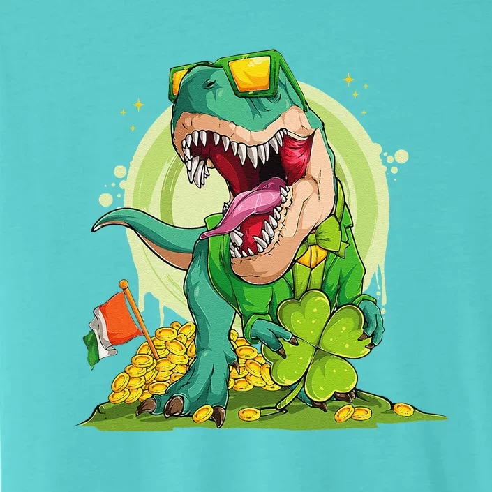 Lucky DinosaurRex Leprechaun Clover Irish Sunglasses ChromaSoft Performance T-Shirt