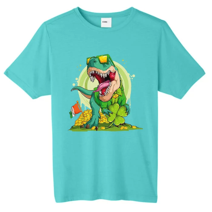 Lucky DinosaurRex Leprechaun Clover Irish Sunglasses ChromaSoft Performance T-Shirt