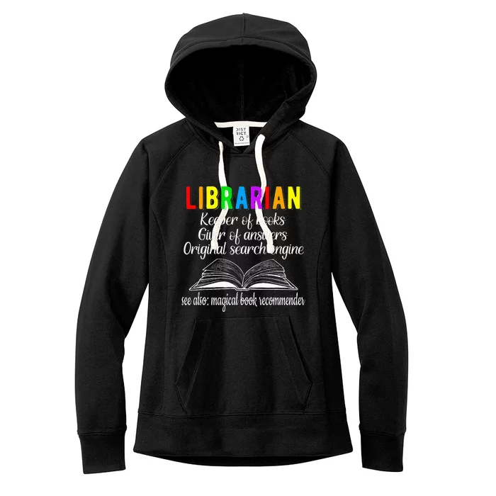 Librarian Definition Library Worker Day Women's Fleece Hoodie