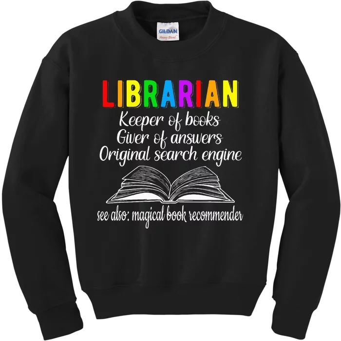 Librarian Definition Library Worker Day Kids Sweatshirt