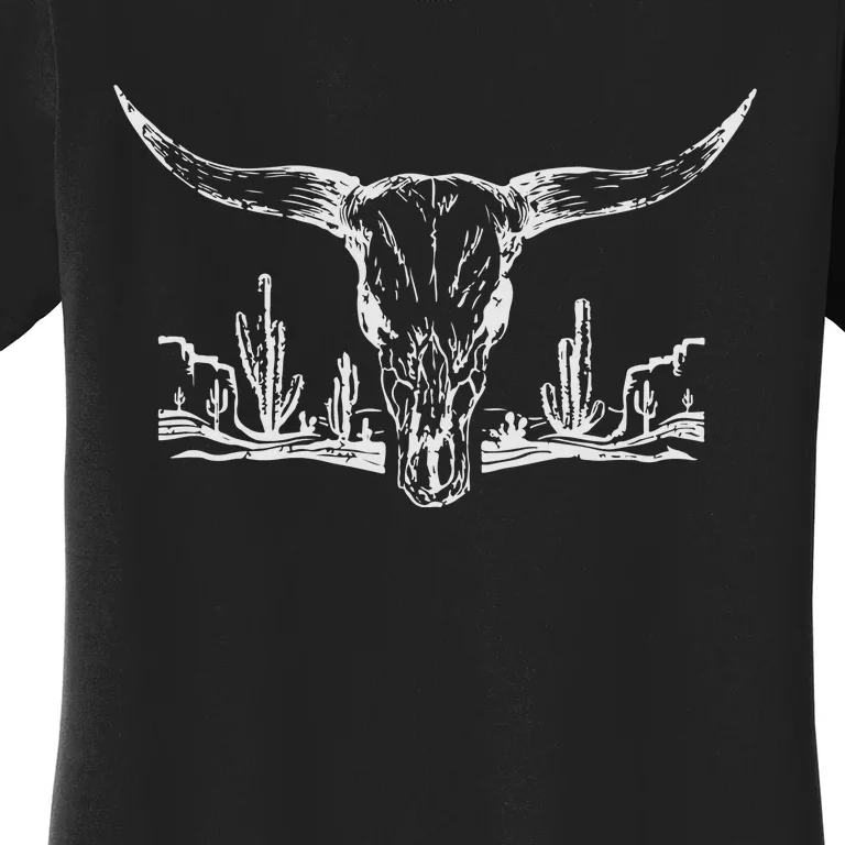 Longhorn Desert Life Cactus Cow Skull Women's T-Shirt