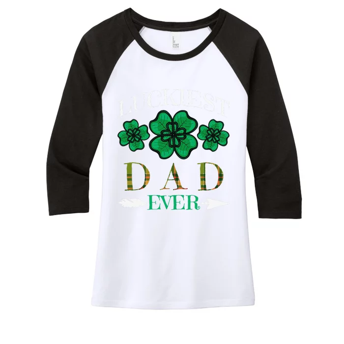 Lucky Dad Luckiest Dad Bester Father On St Patricks Day Women's Tri-Blend 3/4-Sleeve Raglan Shirt