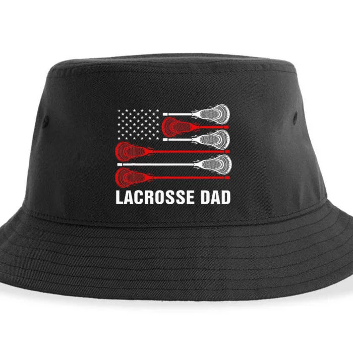 Lacrosse Dad Lax Dad Usa Flag Patriotic Sustainable Bucket Hat