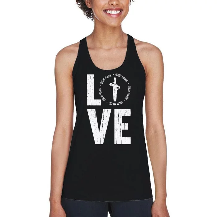 Love Drum Major Cool Marching Band Director Women's Racerback Tank