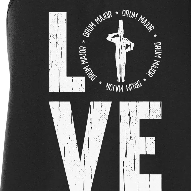 Love Drum Major Cool Marching Band Director Women's Racerback Tank