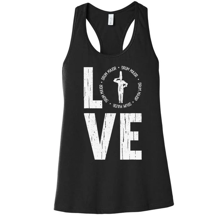 Love Drum Major Cool Marching Band Director Women's Racerback Tank