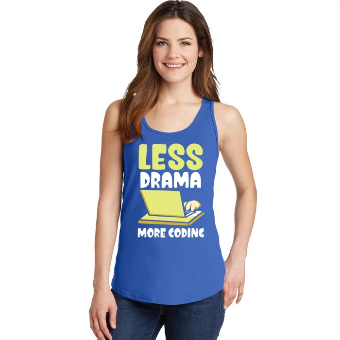 Less Drama More Coding Programmer Programming Coder Code It Gift Ladies Essential Tank