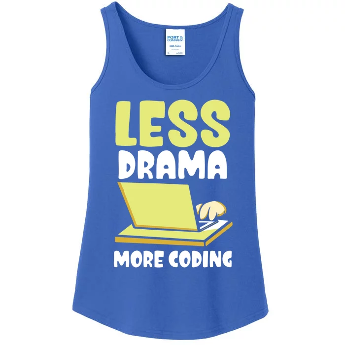 Less Drama More Coding Programmer Programming Coder Code It Gift Ladies Essential Tank