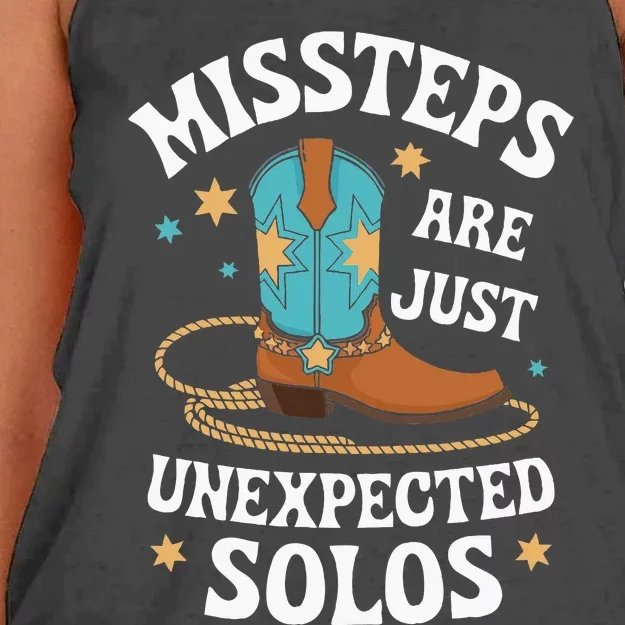 Line Dancing Missteps Are Just Unexpected Solos Line Dancer Women's Knotted Racerback Tank