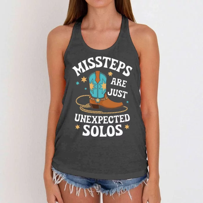 Line Dancing Missteps Are Just Unexpected Solos Line Dancer Women's Knotted Racerback Tank