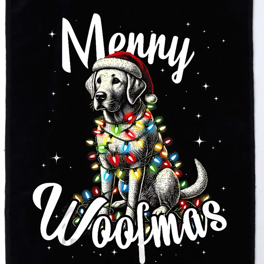 Labrador Dog Merry Woofmas Christmas Lights Santa Hat Tank Top Platinum Collection Golf Towel