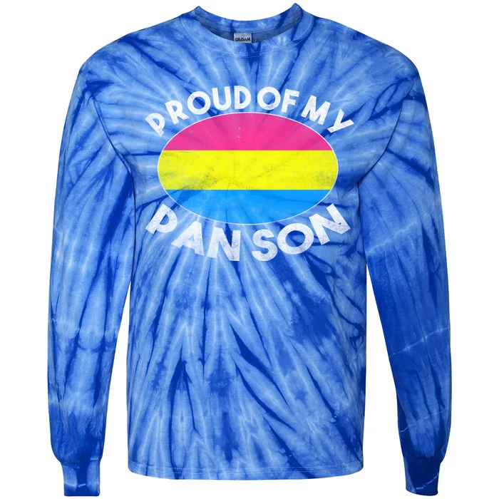 Lgbt Dad Mom Heart Proud Of My Pansexual Son Pan Pride Flag Cool Gift Tie-Dye Long Sleeve Shirt