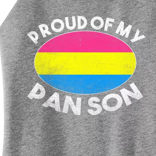 Lgbt Dad Mom Heart Proud Of My Pansexual Son Pan Pride Flag Cool Gift Women’s Perfect Tri Rocker Tank