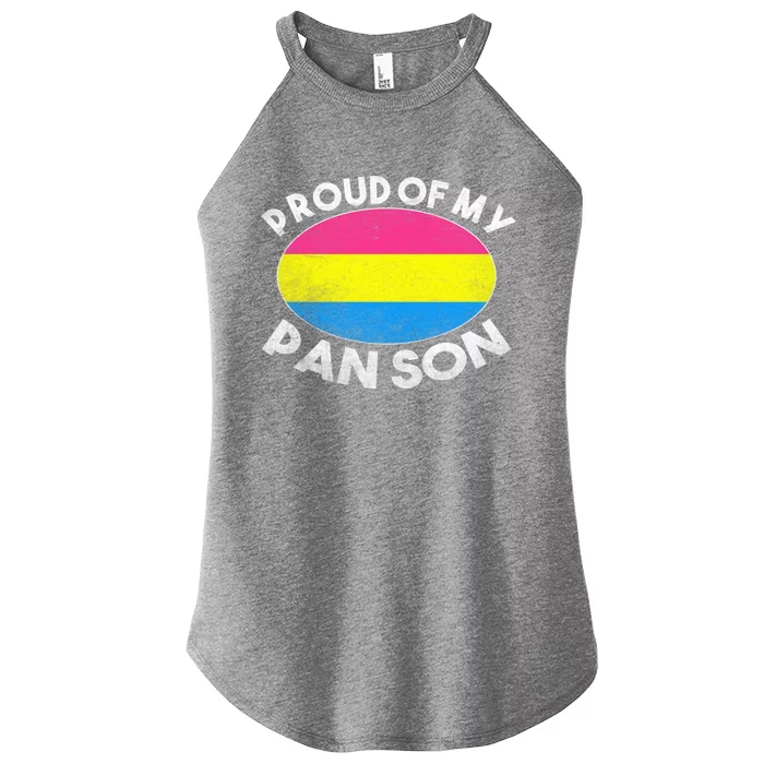 Lgbt Dad Mom Heart Proud Of My Pansexual Son Pan Pride Flag Cool Gift Women’s Perfect Tri Rocker Tank