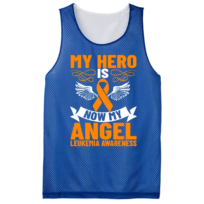 Leukemia Diagnosis My Hero Is Now My Angel Leukemia Cancer Gift Mesh Reversible Basketball Jersey Tank