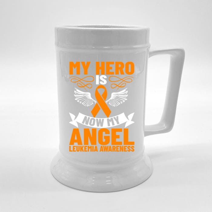 Leukemia Diagnosis My Hero Is Now My Angel Leukemia Cancer Gift Front & Back Beer Stein