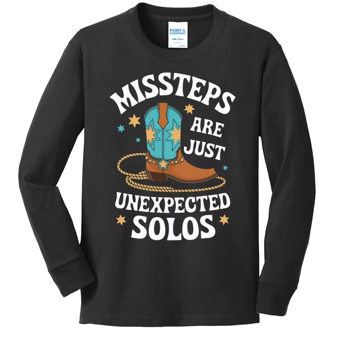 Line Dancing Missteps Are Just Unexpected Solos Line Dancer Kids Long Sleeve Shirt