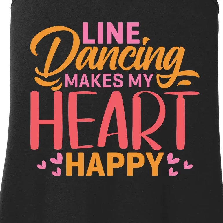 Line Dancing Makes My Heart Happy Ladies Essential Tank