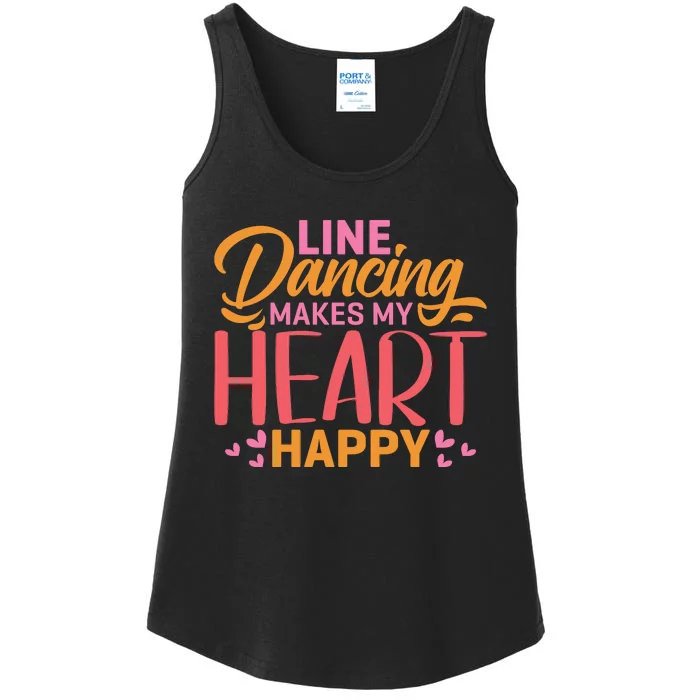 Line Dancing Makes My Heart Happy Ladies Essential Tank