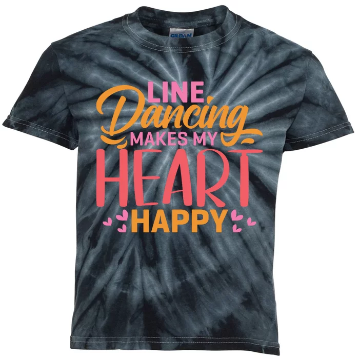 Line Dancing Makes My Heart Happy Kids Tie-Dye T-Shirt