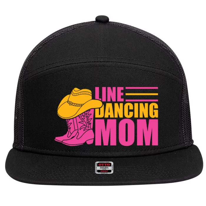 Line Dancing Mom T 7 Panel Mesh Trucker Snapback Hat