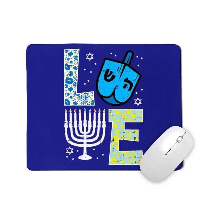 Love Dreidel Menorah Jew Hanukkah Chanukah Mousepad