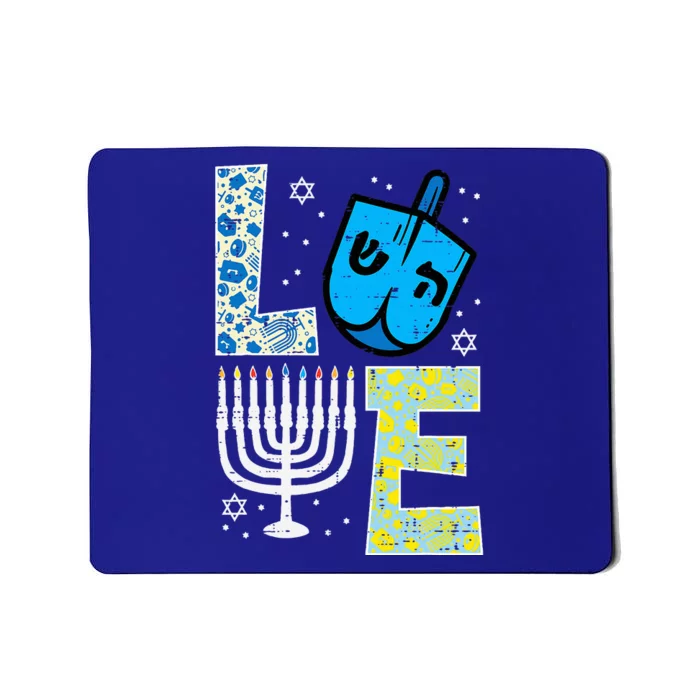 Love Dreidel Menorah Jew Hanukkah Chanukah Mousepad