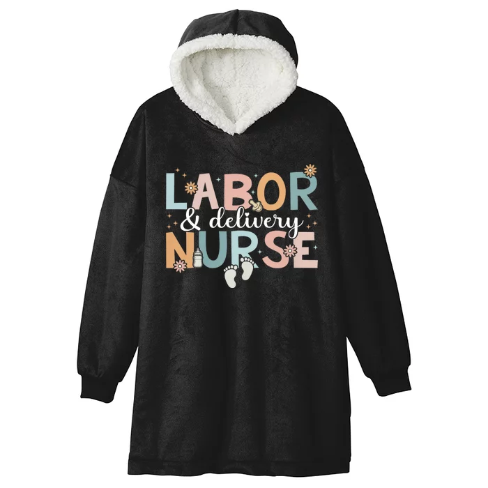 Labor & Delivery Nurse Leopard Rainbow Nursing Nurse Week Hooded Wearable Blanket